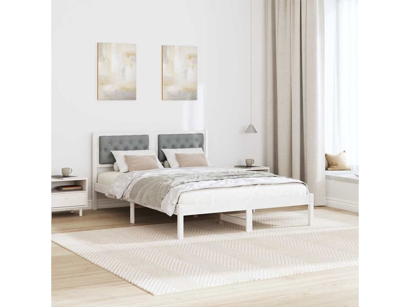  Lit double- lit adulte -  cadre de lit gris clair 140 x 190 cm pin massif  - Conforama C