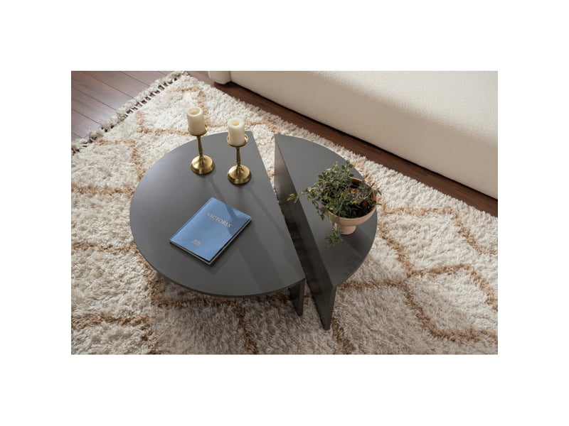  Tables basses gigognes en bois mdf mélaminé anthracite 90 x 60 x 30 cm lot de 2  - Conforama E