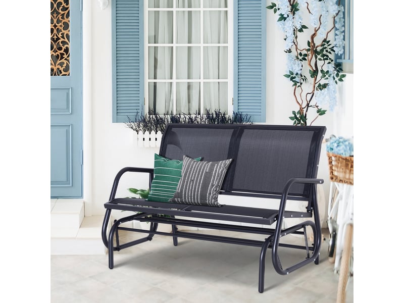  Banc balançoire de jardin 2 places 120x70x85 cm – noir – assise en maille respirante, charge 200 kg  - Conforama B