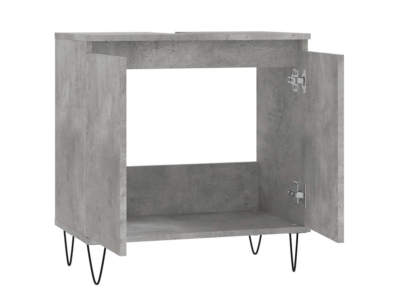  Amoire de salle de bain gris béton 58x33x60cm bois d'ingénierie shl4622  - Conforama E