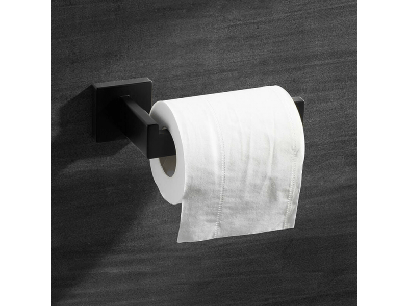  Porte papier toilette noir, acier inox porte rouleau support papier toilette pour salle de bain et cuisine (carré)  - Conforama B