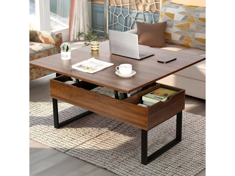  Table basse extensible à plateau relevable (couleur noyer)  - Conforama B