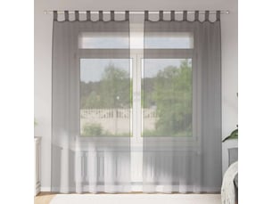 Lot de 2 rideaux en voile, voilages avec boucles gris foncé 140x245 cm cf44302