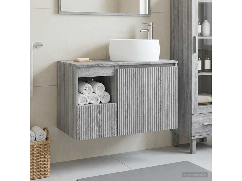 Ensemble de mobilier de salle de bain 2 pc sonoma gris cf64199 - Conforama B