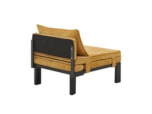 Canapé 2 places, avec couchage d'appoint, avec ports usb, avec coussins, en velours, coloris jaune, l176 x p82 x h79 cm, pour salon