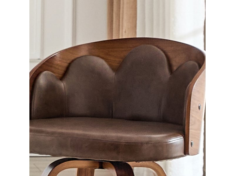  Chaises 2 pièces dossier à motif floral bois cintré revêtement en cuir pu repose-pieds en métal style moderne  - Conforama D