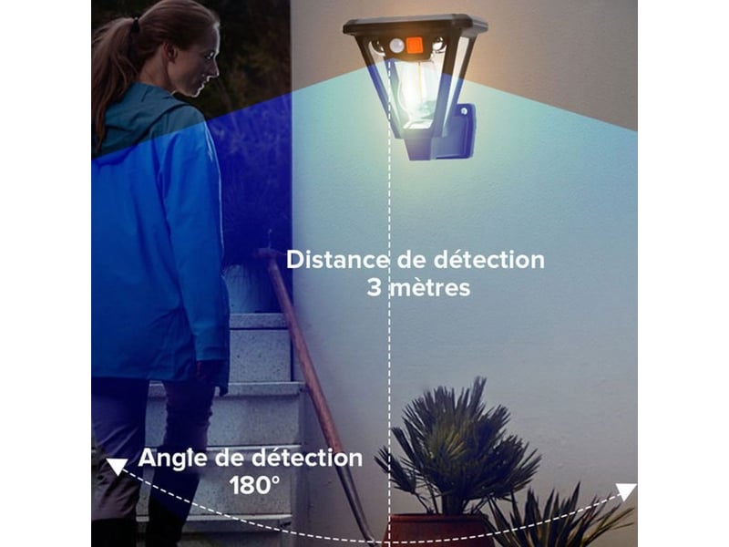  Eclairage jardin solaire 2 packs avec detecteur de mouvement ip65 3 modes 46 cm noir 413446_AAAIJ37465_6_DROPFR - Conforama B