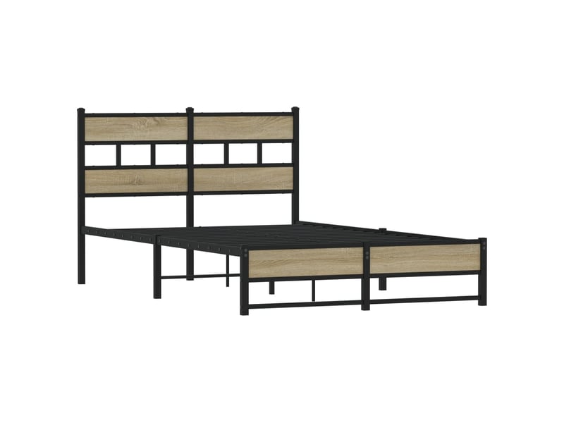  Lit double- lit adulte -  cadre de lit en métal sans matelas chêne sonoma 120x190 cm  - Conforama B