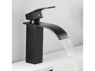 Robinet de lavabo cascade laiton, mitigeur simple levier eau chaude et froide avec flexible, design moderne pour salle de bain