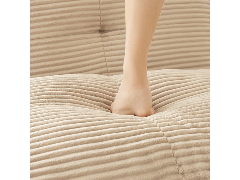 Canapé droit modulable 4 places velours côtelé beige – 386 x 104 x 69 cm Fay Lum - Conforama E
