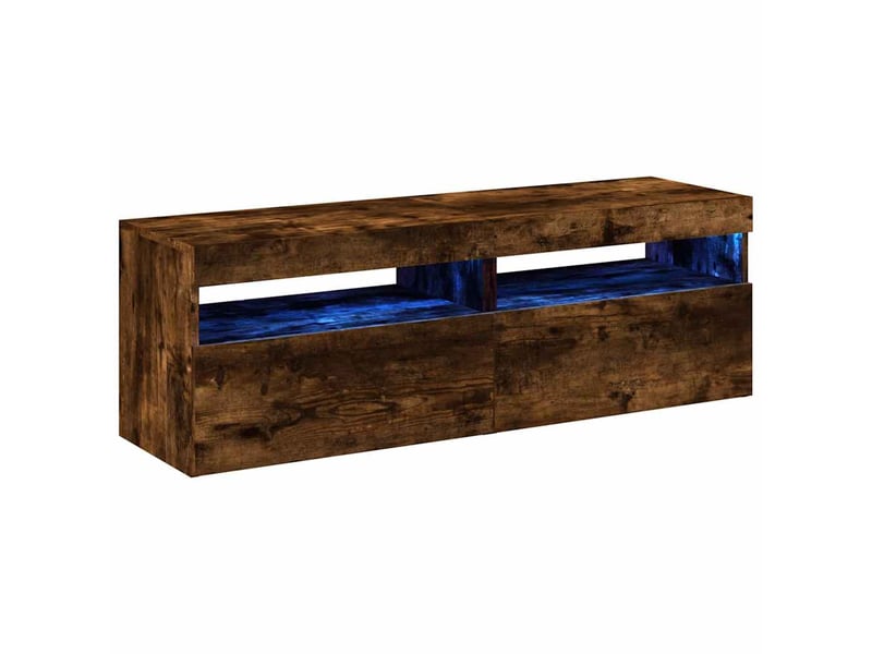 Meubles tv - banc tv - meuble de rangement 2 pcs avec lumières led chêne fumé 60x35x40 cm  - Conforama E