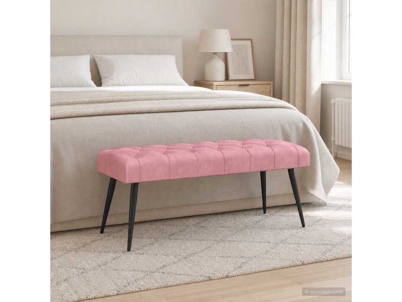  Banc chambre, banc de lit avec capitonnage bouton rose 110x40x46 cm velours shl53980  - Conforama B