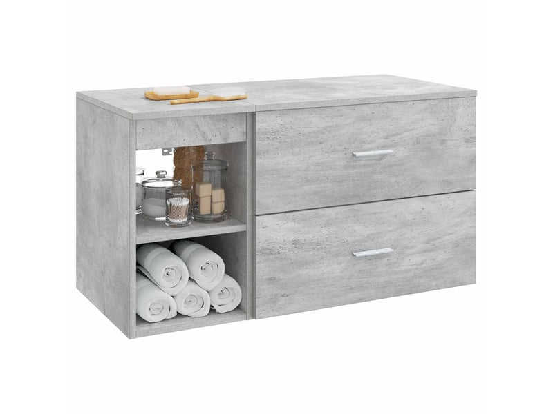  Ensemble de mobilier de salle de bain 2 pcs gris béton shl5303  - Conforama C