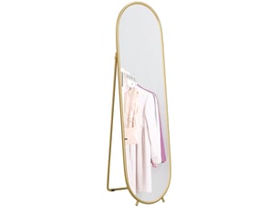 Miroir sur pied ovale avec cadre en métal doré 40 x 160 cm