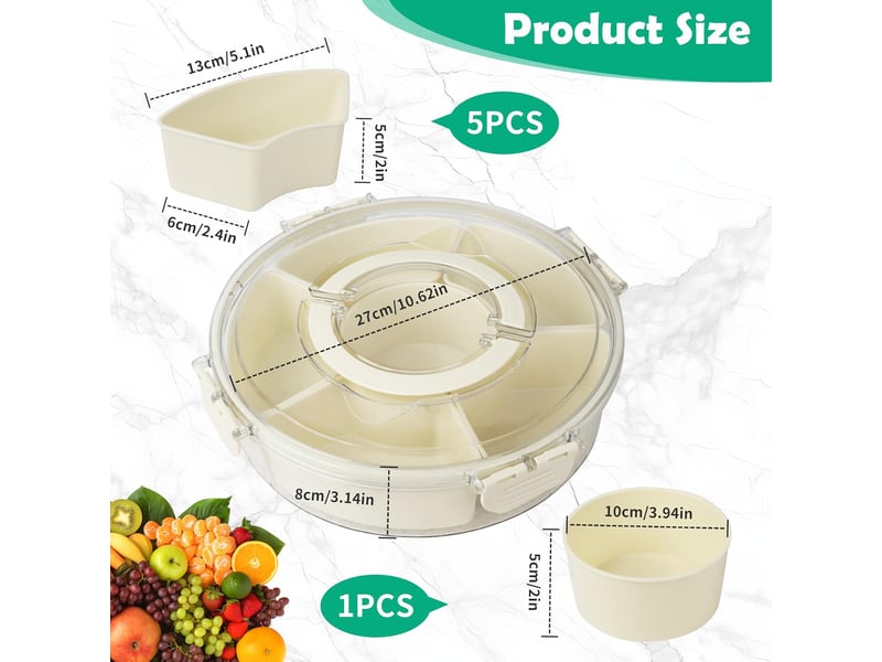  Snack box compartiment,boîte à goûter avec compartiments rotatif idéal pour les pique-niques des enfants et les réunions de famille OGS005633LL - Conforama B