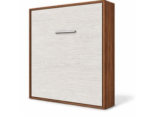 Lit escamotable vertical kola – seulement 34,5cm de profondeur, le confort d’un vrai lit-140x200-cadre noyer-façade chêne blanc