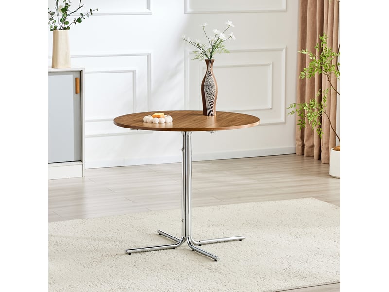  Table basse ronde avec plateau en mdf et piètement métallique à 3 pieds, style moderne, pour salon, bureau et balcon  - Conforama C