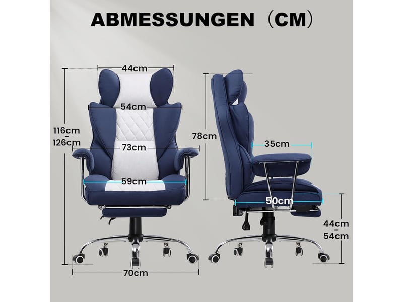  Gtplayer chaise de jeu avec soutien lombaire à ressort, repose-pieds, 180 kg - bleu GT205-DBW - Conforama C