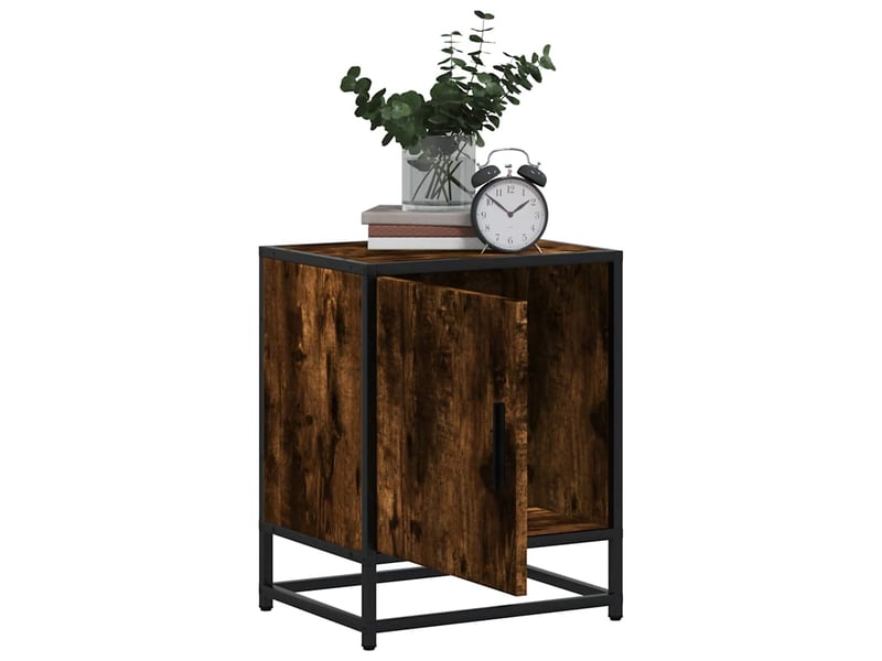  Table de chevet - cabinet de chevet - table de nuit chêne fumé 40x31x50 cm bois d'ingénierie métal  - Conforama C