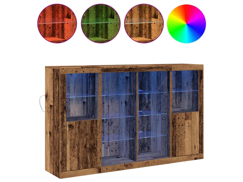  Buffet - bahut - meuble de rangement led bois ancien 163 x 37 x 100 cm bois d'ingénierie  - Conforama D