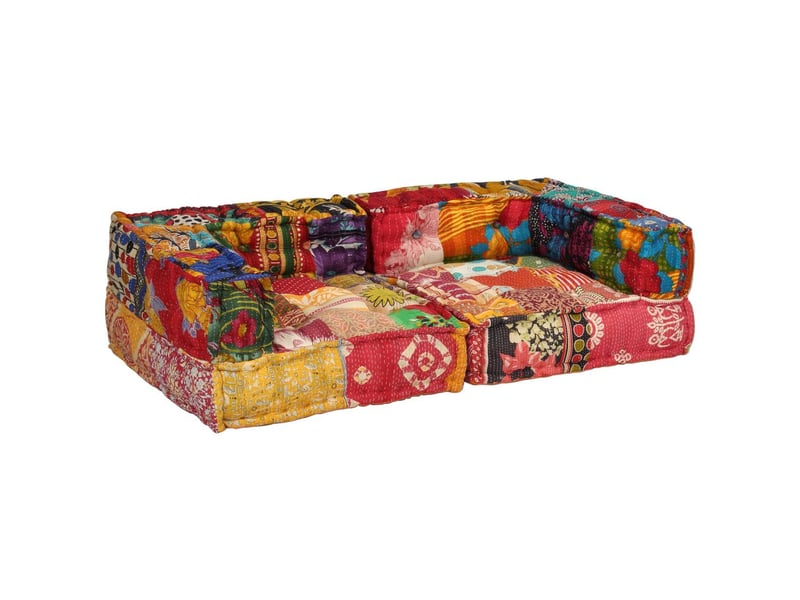  Coussins de sol poufs modulaire chaise longue en tissu 2 places en tissu patchwork dec021231  - Conforama E