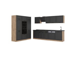 Vicco cuisine, anthracite campagnechêne doré, 180cm plan de travail anthracite