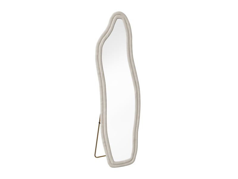  Miroir sur pied - 140x45cm - design irrégulier - cadre velours - miroir psyché pleine longueur incassable - blanc  - Conforama A
