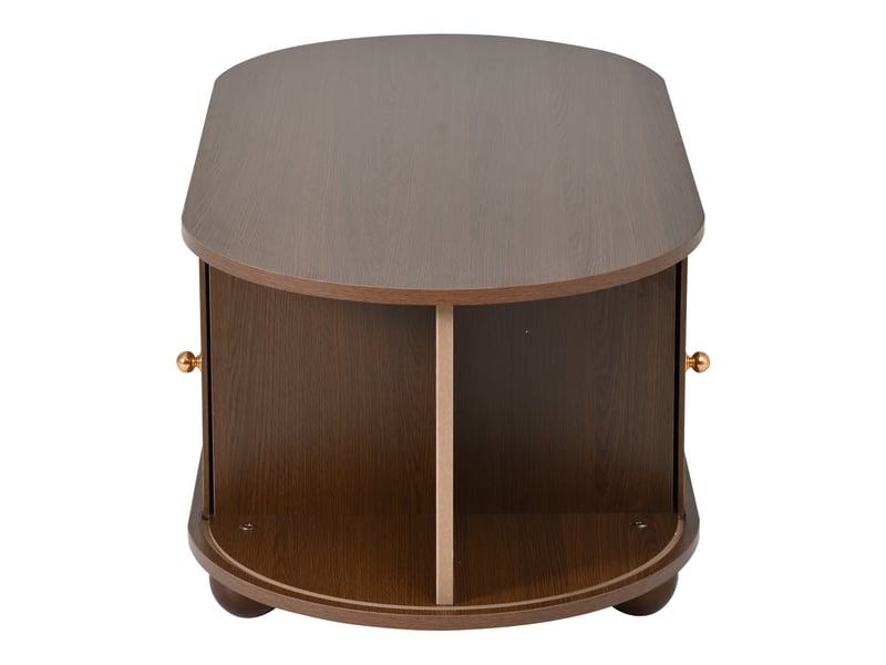  Table basse 100x50x40 cm avec rangement et portes coulissantes mdf couleur noyer  - Conforama D
