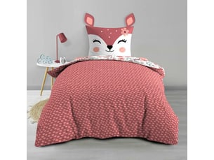 Housse de couette enfant réversible 140x200 cm – coton – motif faon bichette – 42 fils