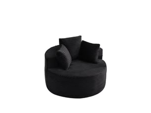 Fauteuil simple - 110x110x82cm - fauteuil crapaud pivotantfixe en velours côtelé avec 3 coussins & accoudoirs larges - noir