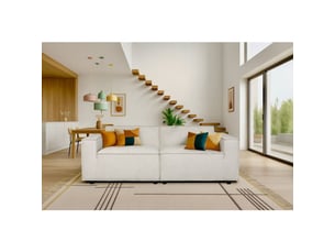 Canapé convertible modulable sabaideco igor tissu beige 23 places avec passepoil finition couture 198 x 94 x 70 cm