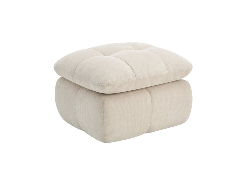  Pouf repose-pieds, coloris beige, matière chenille, dimensions : 72.5 x 63 x 50 cm  - Conforama E