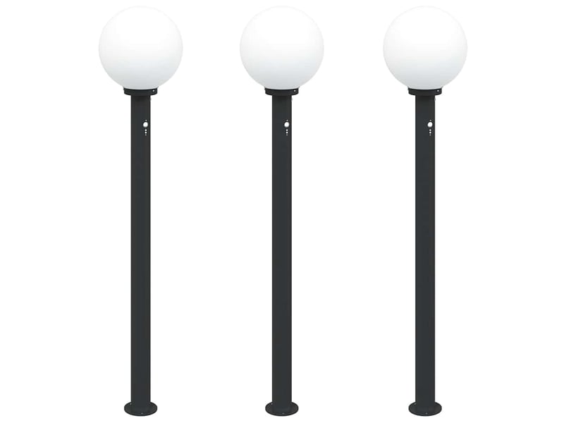  Lot de 3 borne lumineuse avec détecteur 120 cm noir ip44  - Conforama A