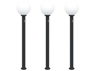 Lot de 3 borne lumineuse avec détecteur 120 cm noir ip44