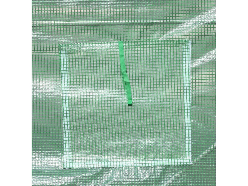  Serre tunnel de jardin 500x200x205 cm – verte – porte enroulable, fenêtres et fixation renforcée  - Conforama E