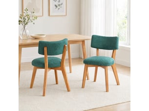 Lot de 2 chaises de salle à manger 54,5x47x77 cm assise en tissu bois vert