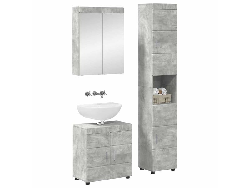 Ensemble de mobilier de salle de bain tulum 3 pc gris béton cf64720 - Conforama A