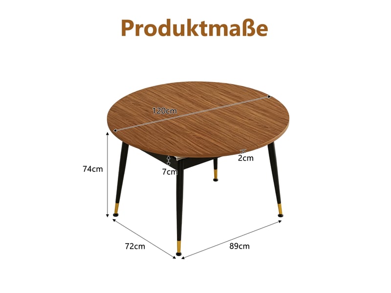  Table de salle à manger ovale avec plateau en mdf et piètement métal, finition noyer et noir pour cuisine et salle à manger  - Conforama E
