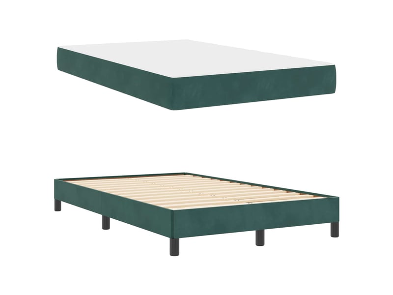  Lit double- lit adulte -  lit à ressorts avec matelas vert foncé 120 x 190 cm tissu  - Conforama D
