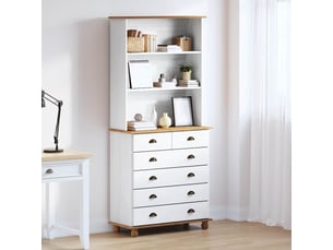 Buffet - hutch askim blanc 91 x 40 x 200,5 cm bois de pin massif