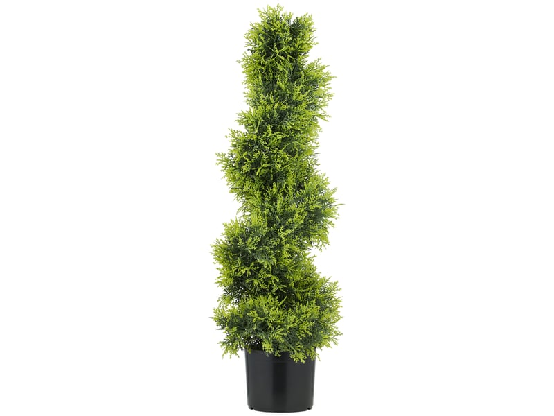  Cyprès artificiel de 90 cm, plante artificielle en spirale, plante artificielle en plastique en pot, décoration moderne  - Conforama A