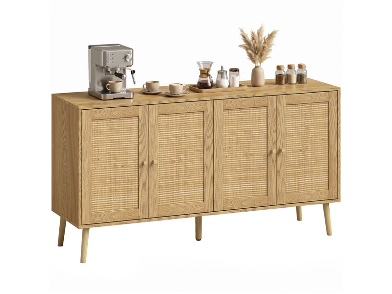  Buffet 4 portes avec étagères réglables coloris naturel 140 x 40 x 75 cm  - Conforama A