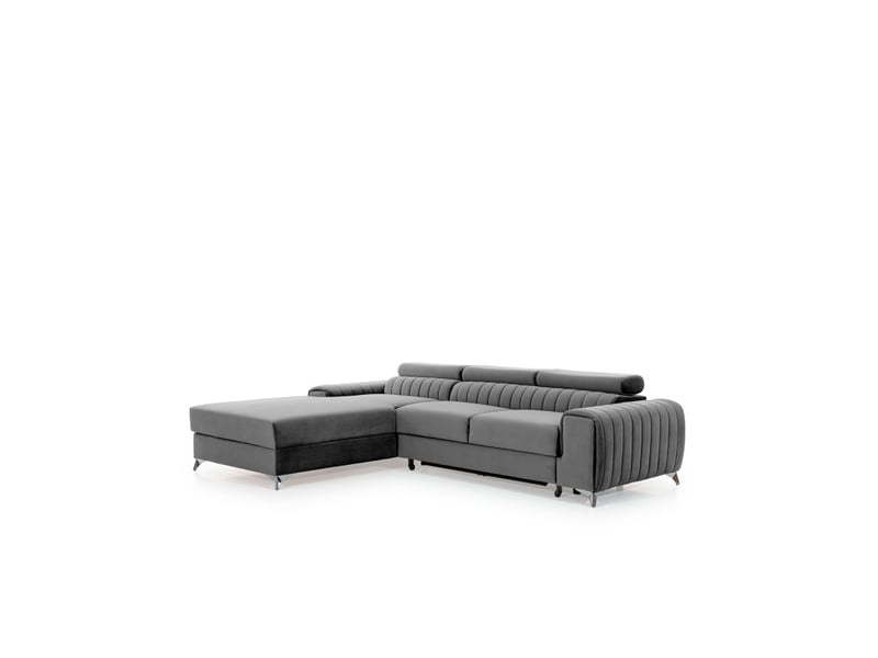Canapé d'angle gauche gris convertible 3 places jayson avec coffre - Conforama D