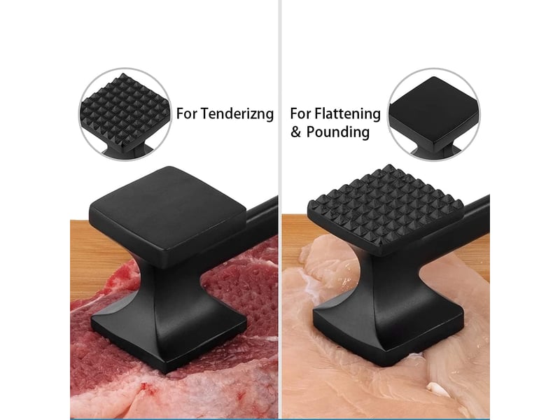 Attendrisseur de viande en acier inoxydable, marteau à viande double face pour steak, poulet, porc, sécurité du lave-vaisselle - noir - Conforama C