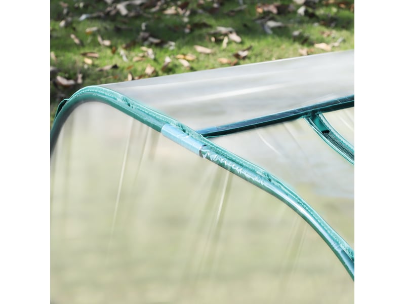 Serre tunnel 395x100x80 cm 4 fenêtres à fermeture éclair métal transparent - Conforama C