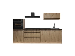 Vicco cuisine, chêne artisanchêne doré, 280cm plan de travail anthracite