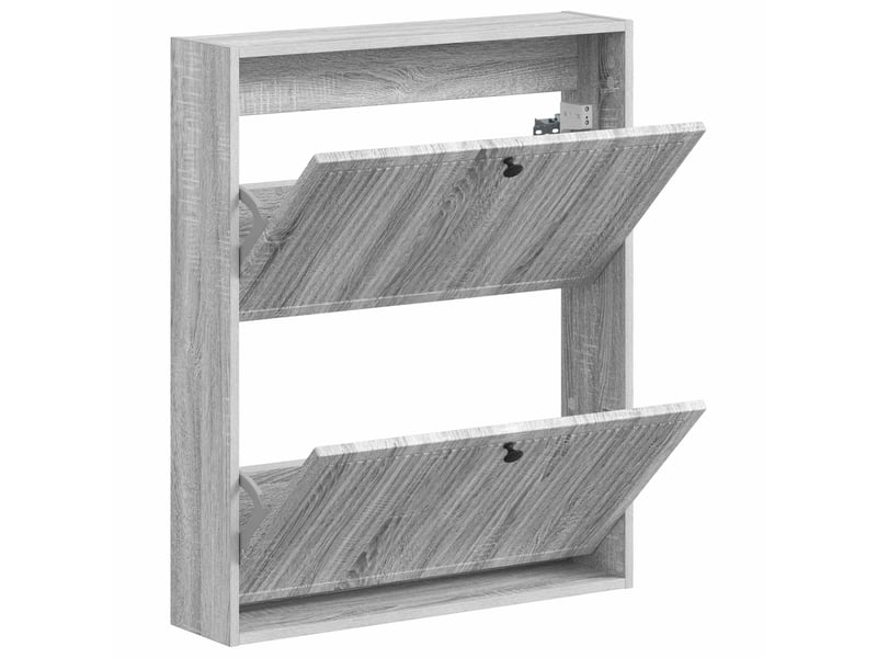  Meuble à chaussures mural, armoire à chaussures ede 71x17x86 cm sonoma gris  - Conforama C