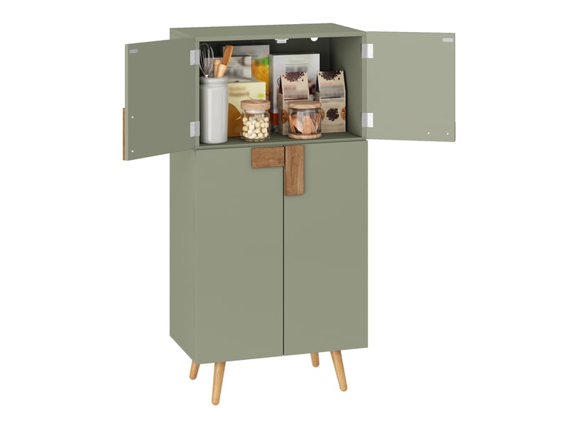  Armoire de cuisine 60x35x120 cm verte en mdf avec 4 portes et étagères réglables  - Conforama A