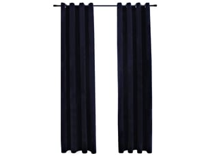 Lot de 2 rideaux occultants, rideaux black-out avec anneaux velours noir 140x225 cm cf44827