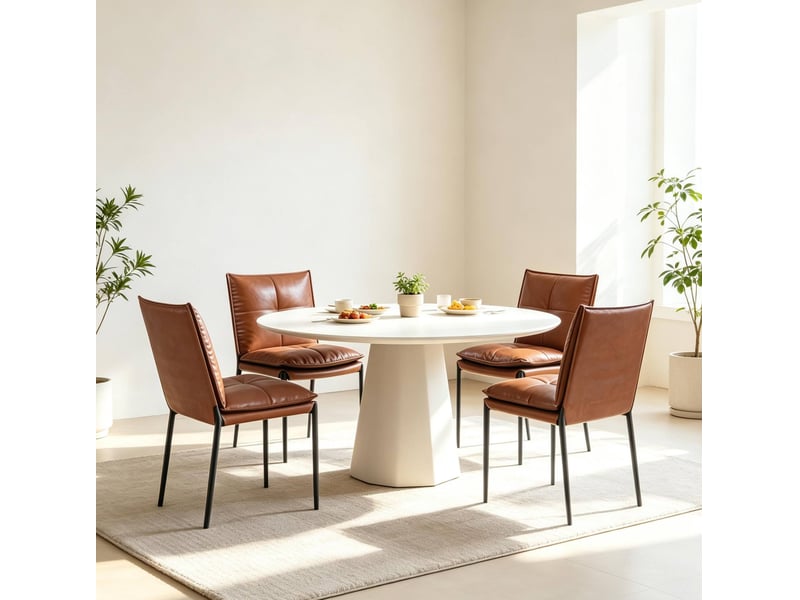 Lot de 4 chaises de salle à manger élégantes avec dossier rembourré, marron et noir - Conforama D